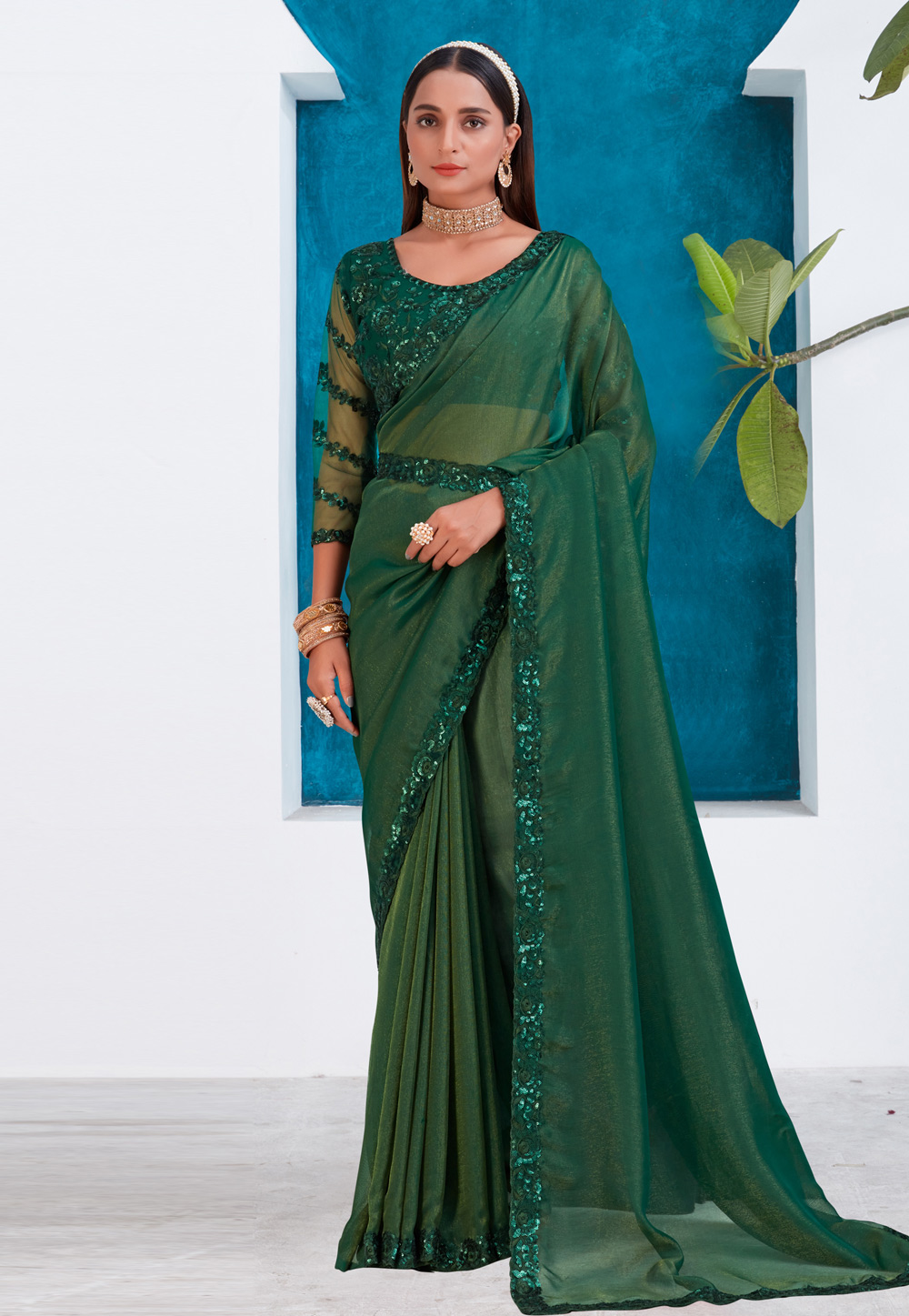 Green Silk Saree With Blouse 252806