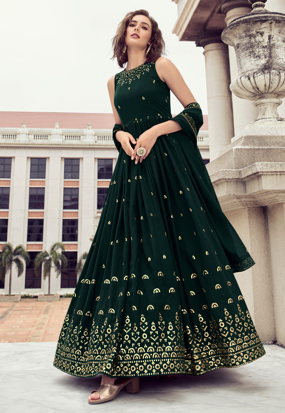 Green Georgette Gown 256714