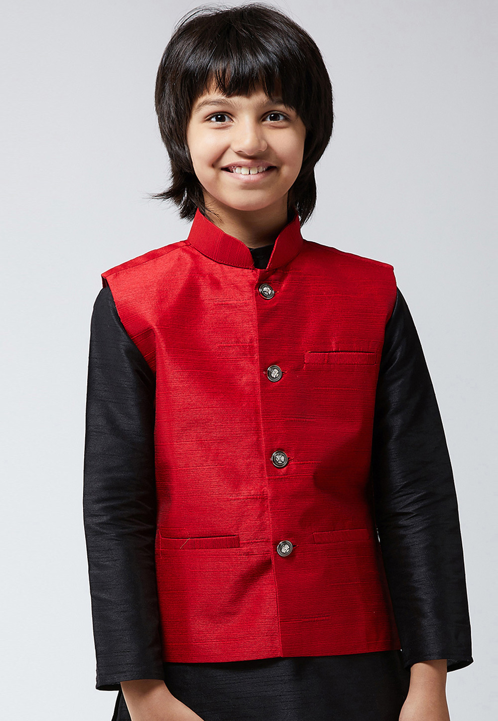 Buy Littleens Meherzad Embroidered Organic Cotton Dobby Yellow Nehru Jacket  online