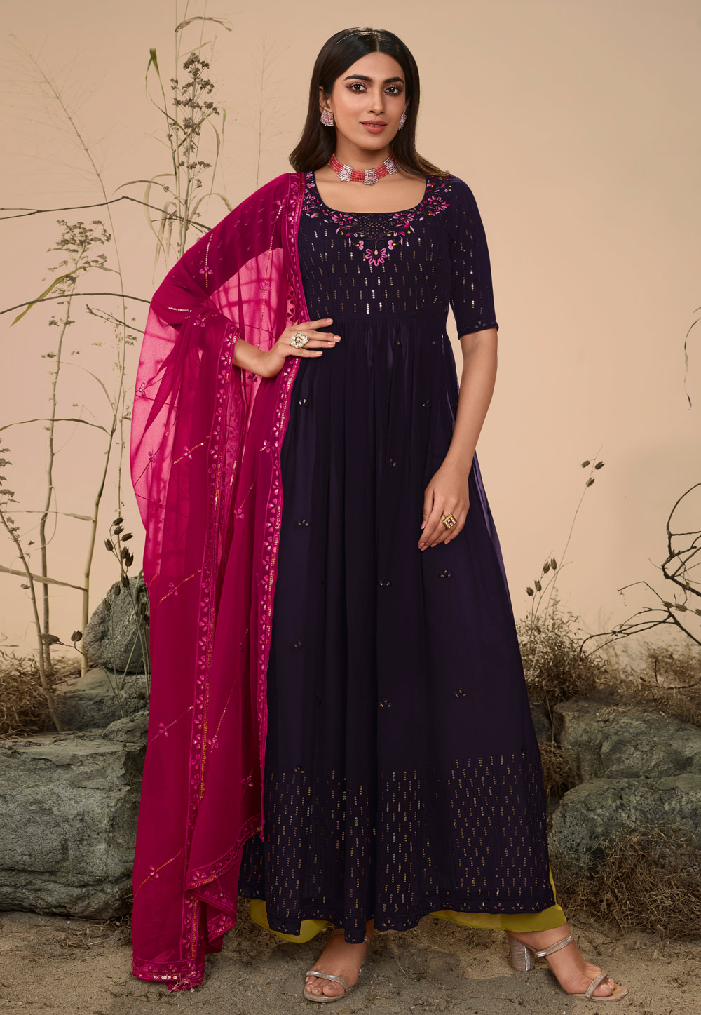 Purple Georgette Pakistani Suit 258840