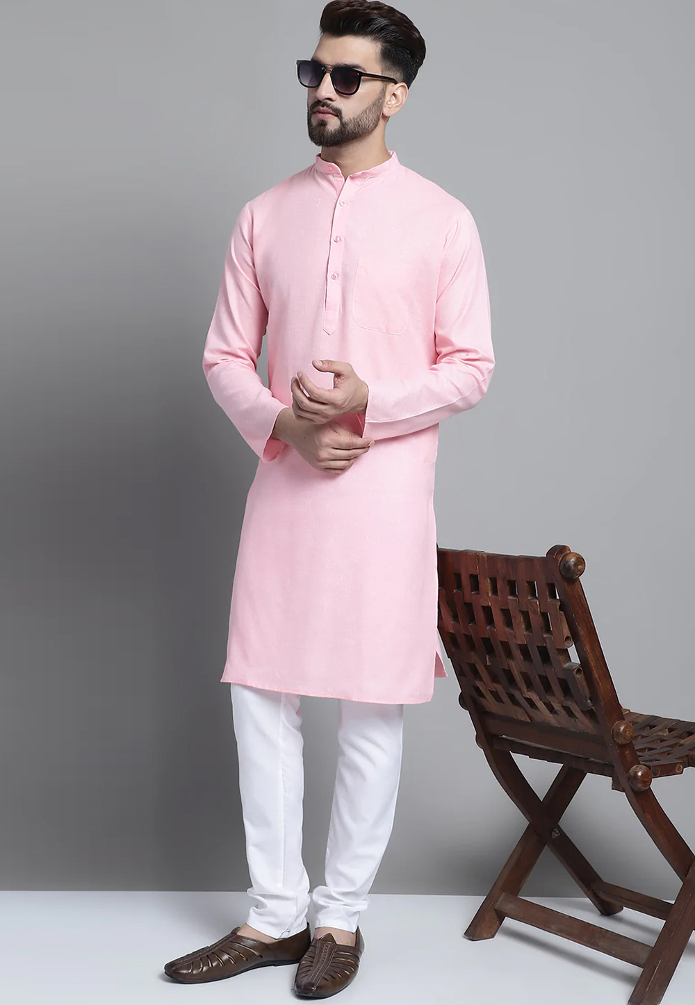 Pink Cotton Kurta Pajama 267740