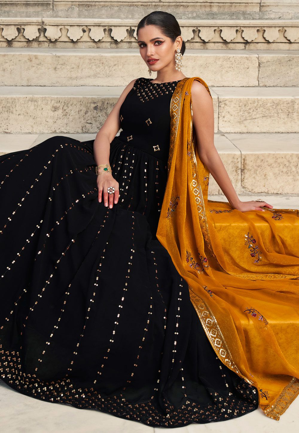 Black hotsell georgette gown