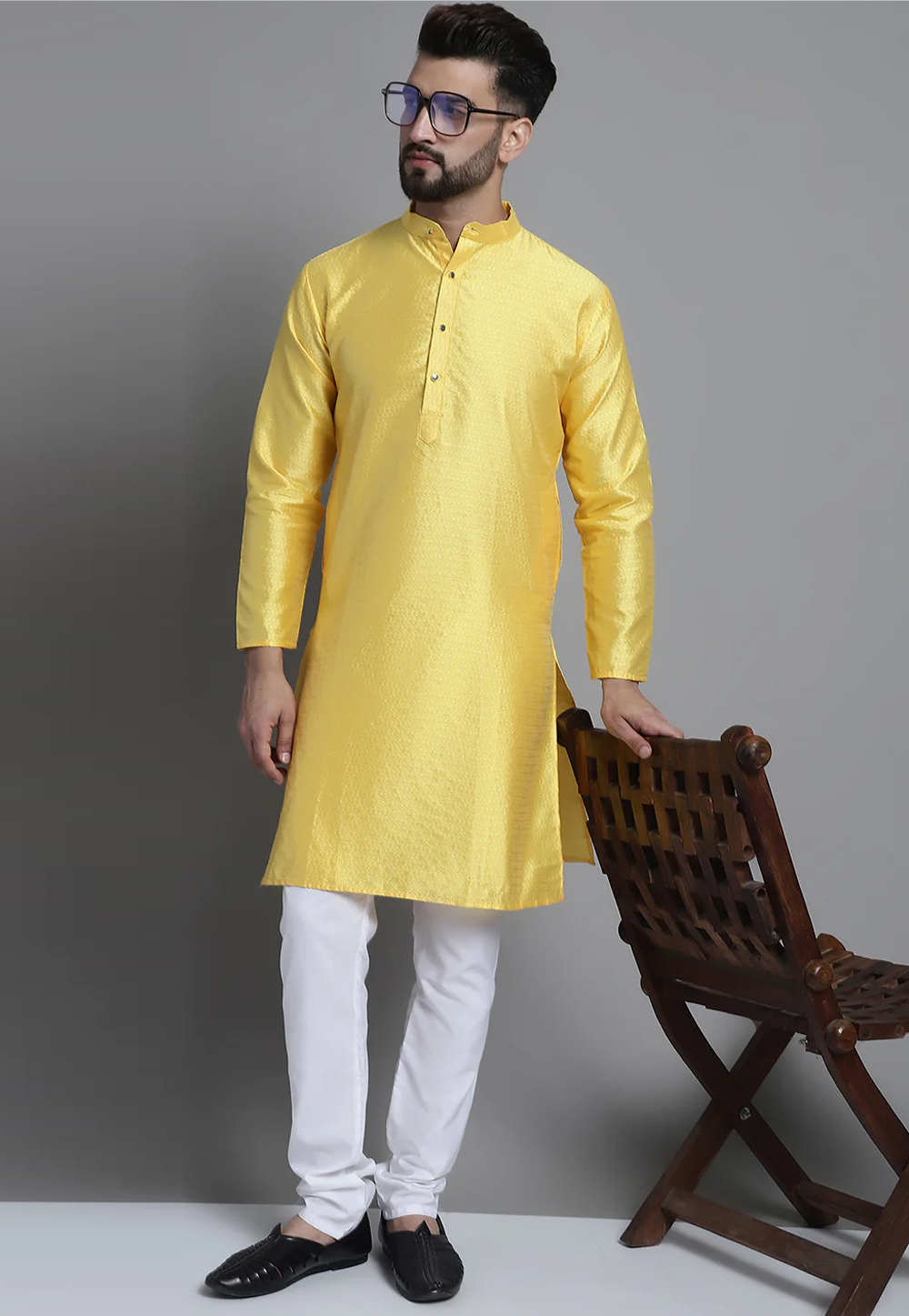 Yellow Silk Kurta Pajama 267752