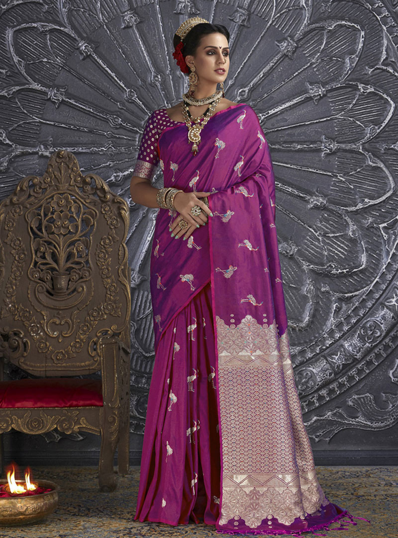 Purple Silk Saree With Blouse 150903