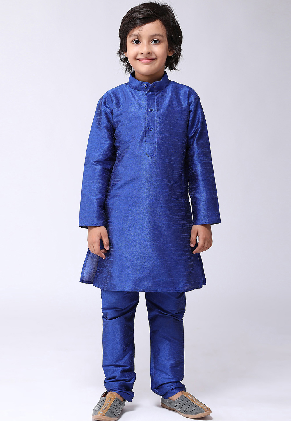 Blue Silk Kids Readymade Kurta Pajama 190737