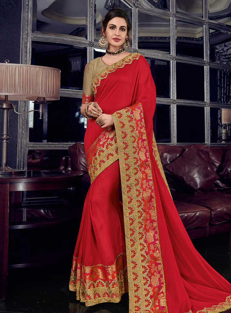 Red Silk Saree With Blouse 153317