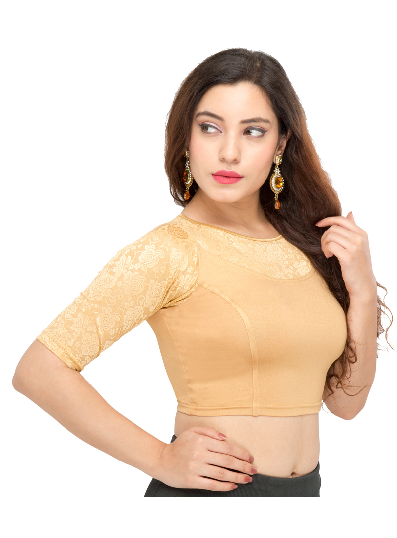 Beige Shimmer Readymade Blouse 102966