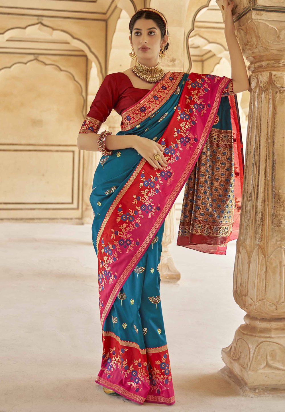 Blue Banarasi Silk Festival Wear Saree 237087