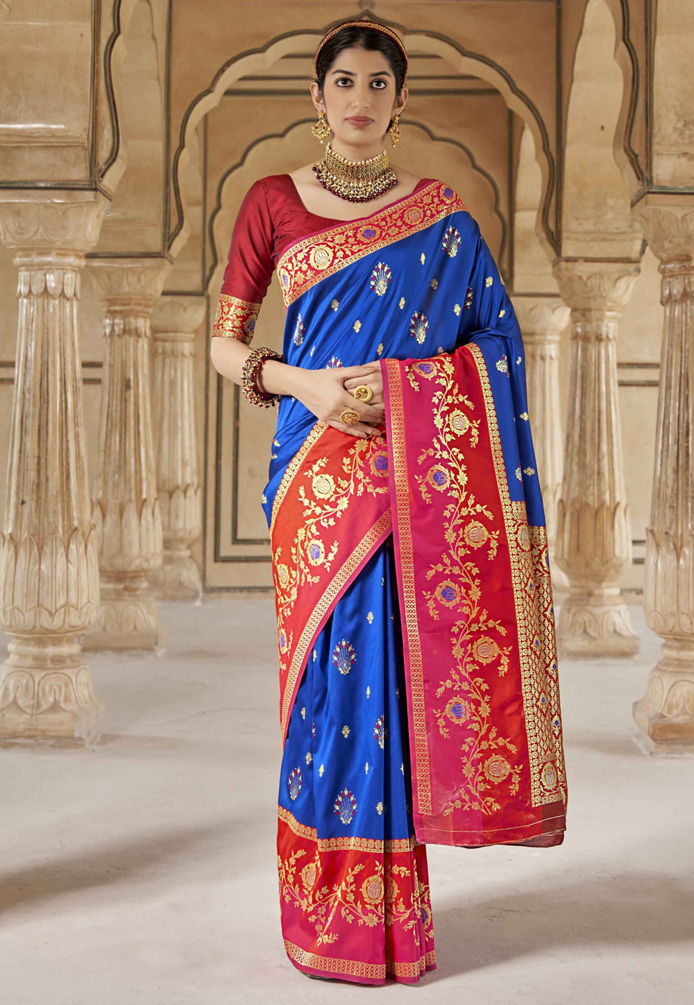 Blue Banarasi Silk Festival Wear Saree 237089