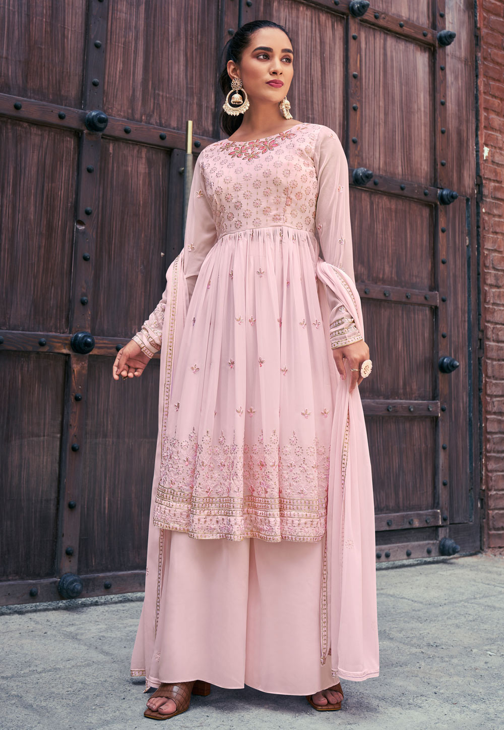 Light Pink Georgette Readymade Pakistani Suit 264482