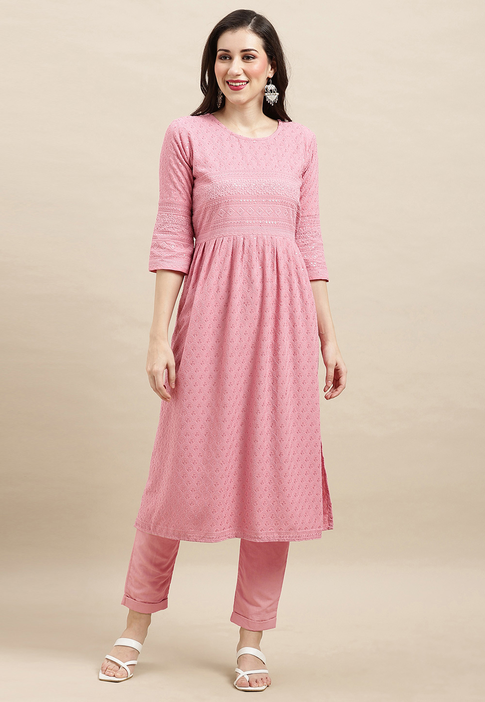 Pink Rayon Long Kurti 267931