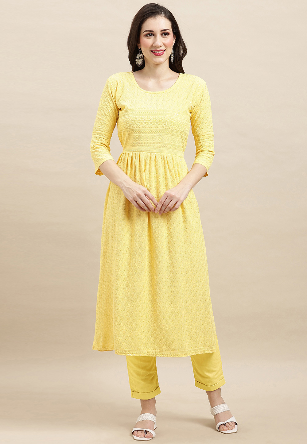 Yellow Rayon Long Tunic 267932