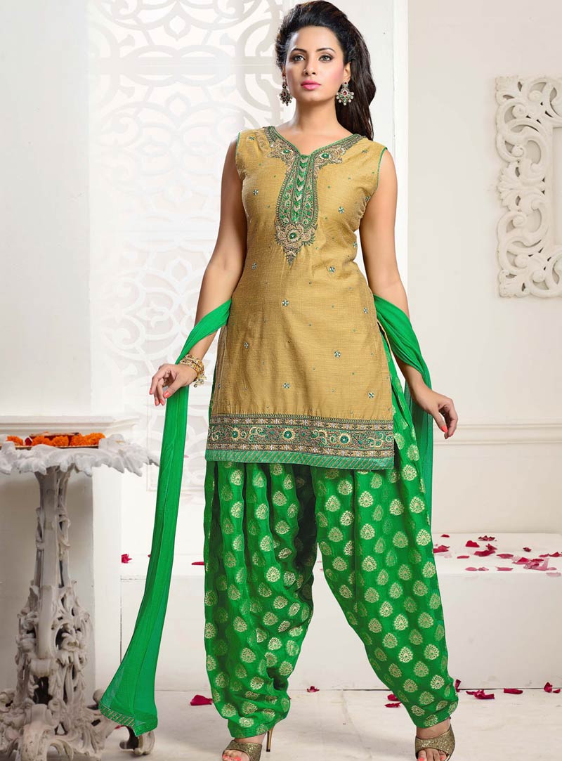 Beige Art Dhupian Silk Punjabi Suit 59915
