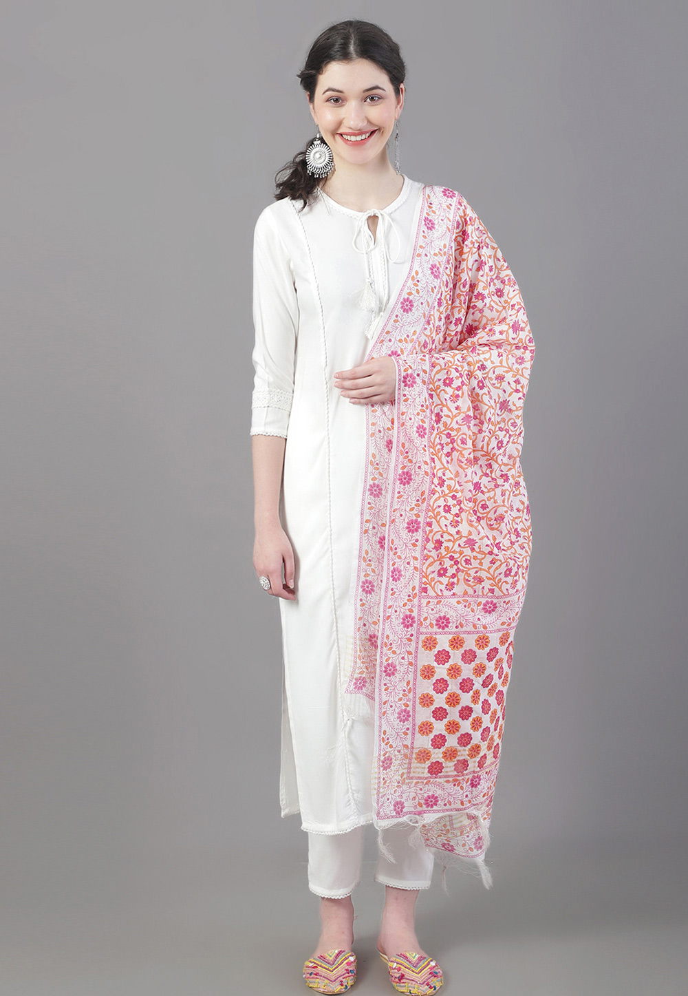 White Rayon Readymade Pakistani Suit 272244