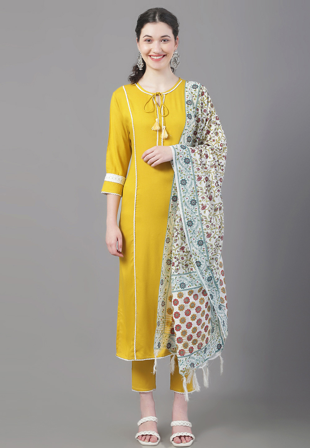 Mustard Rayon Readymade Pakistani Suit 272246