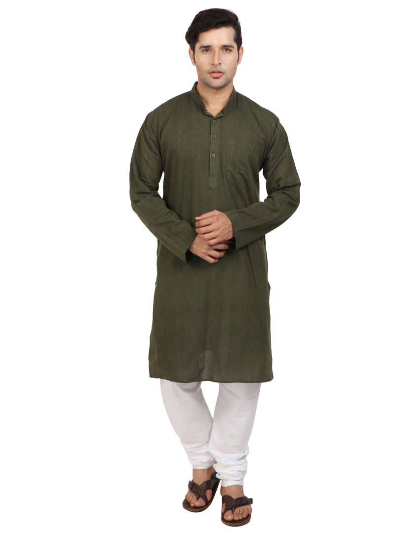 Camo Green Cotton Readymade Kurta Pajama 122959