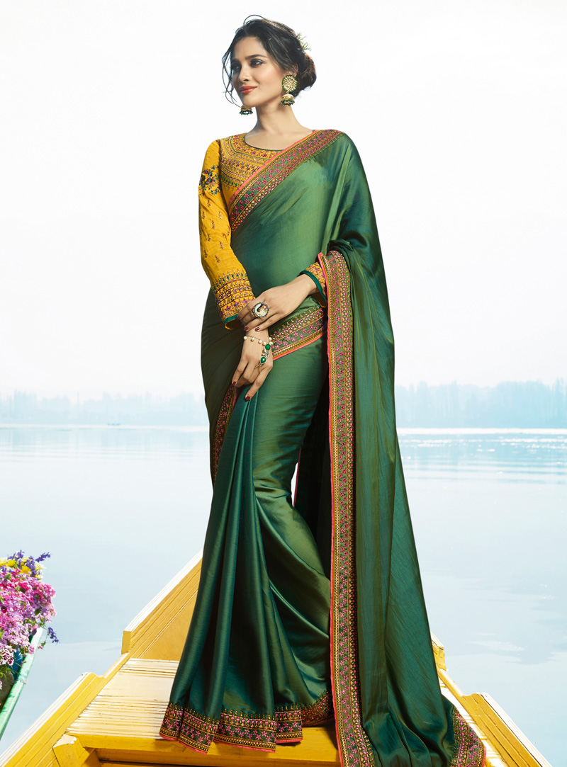 Green Silk Party Wear Saree 138489