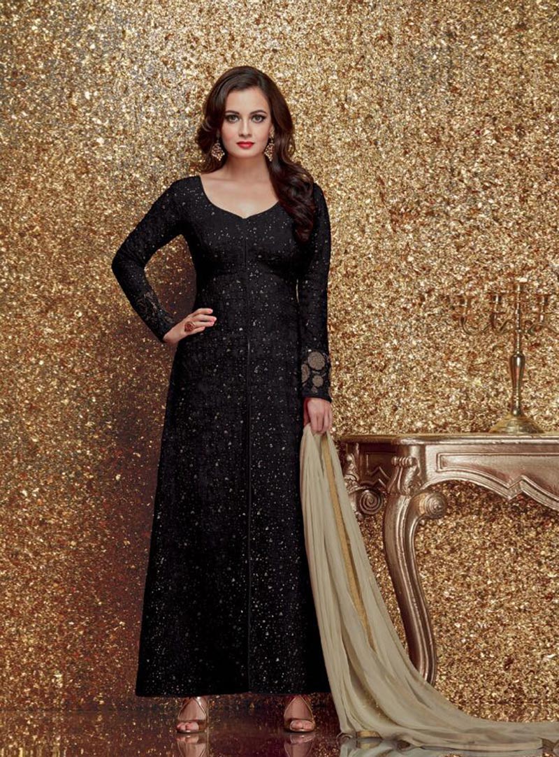 Dia Mirza Black Georgette Bollywood Suit 81065