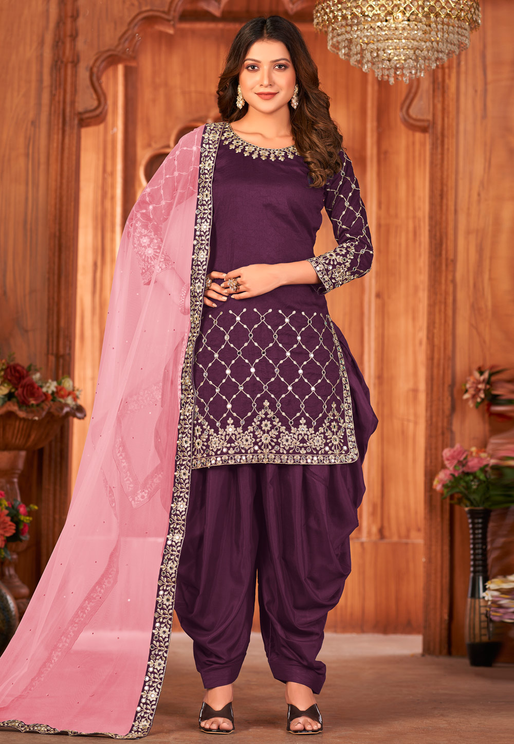 Purple Art Silk Punjabi Suit 254362
