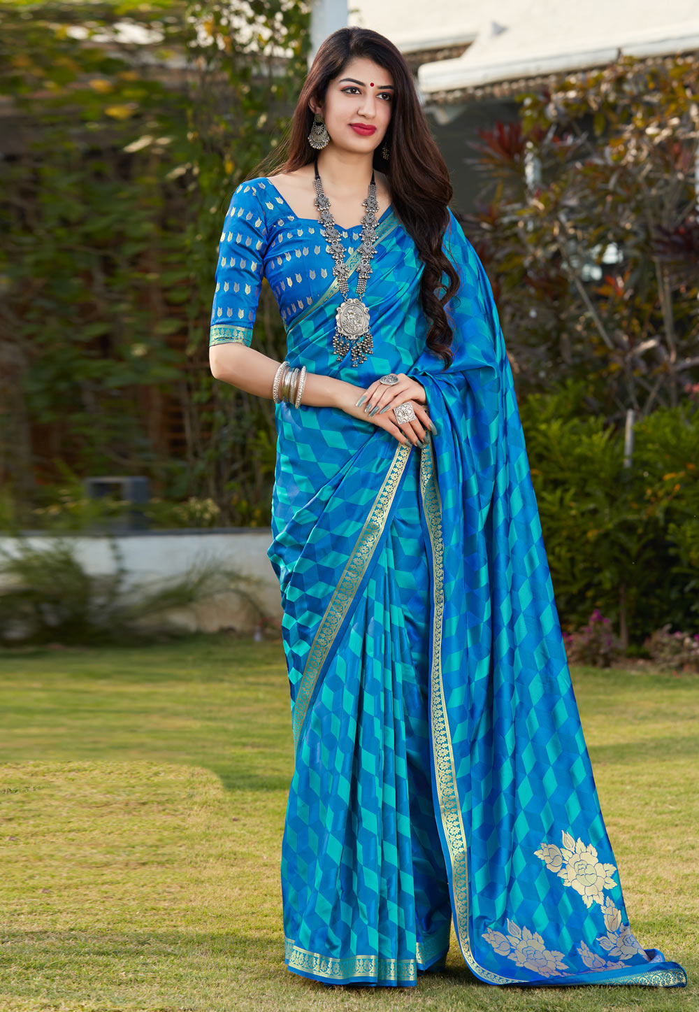 Blue Banarasi Silk Festival Wear Saree 225305