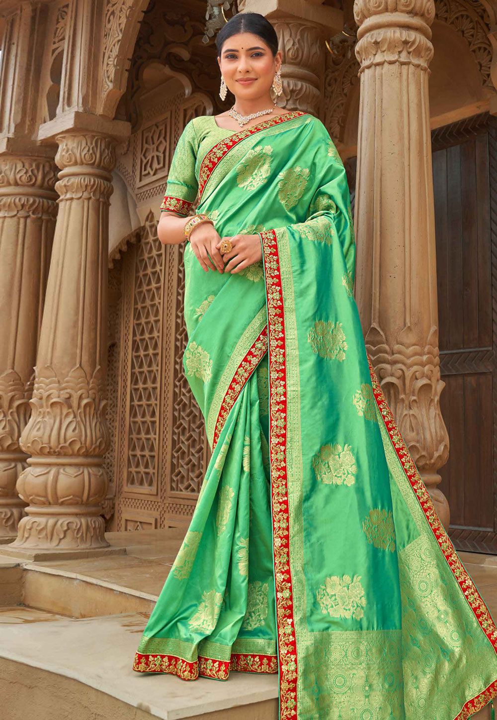 Sea Green Banarasi Silk Saree 249064