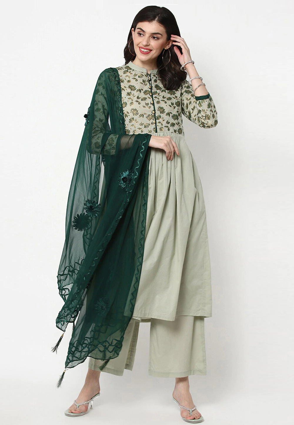 Pista Green Cotton Readymade Pakistani Suit 272254