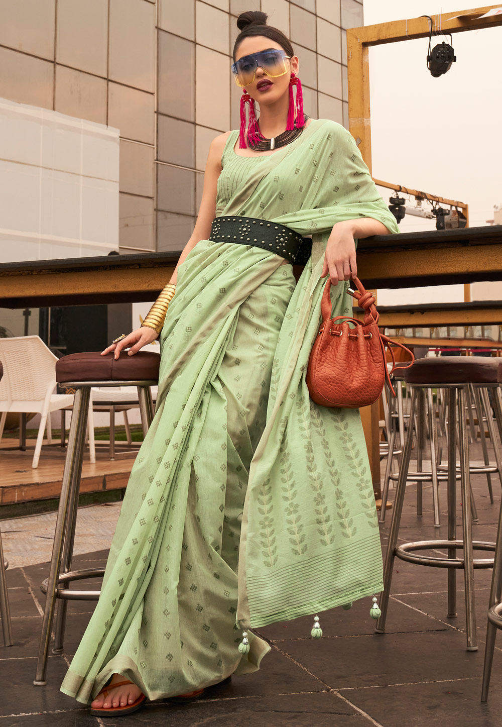Pista Green Silk Saree With Blouse 255689