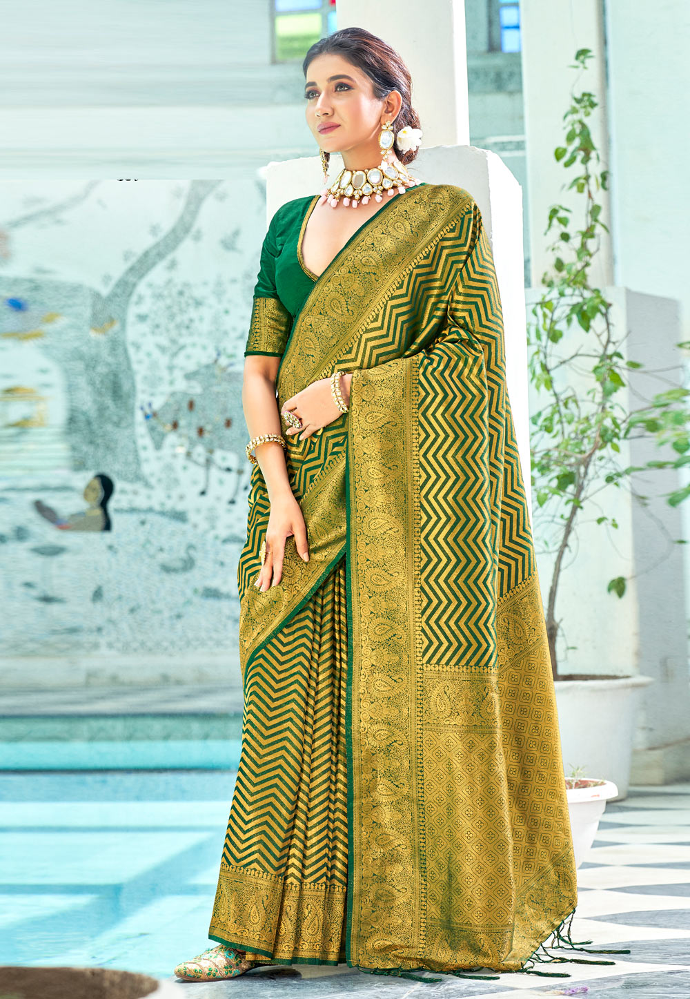 Green Kanjivaram Silk Saree With Blouse 264273