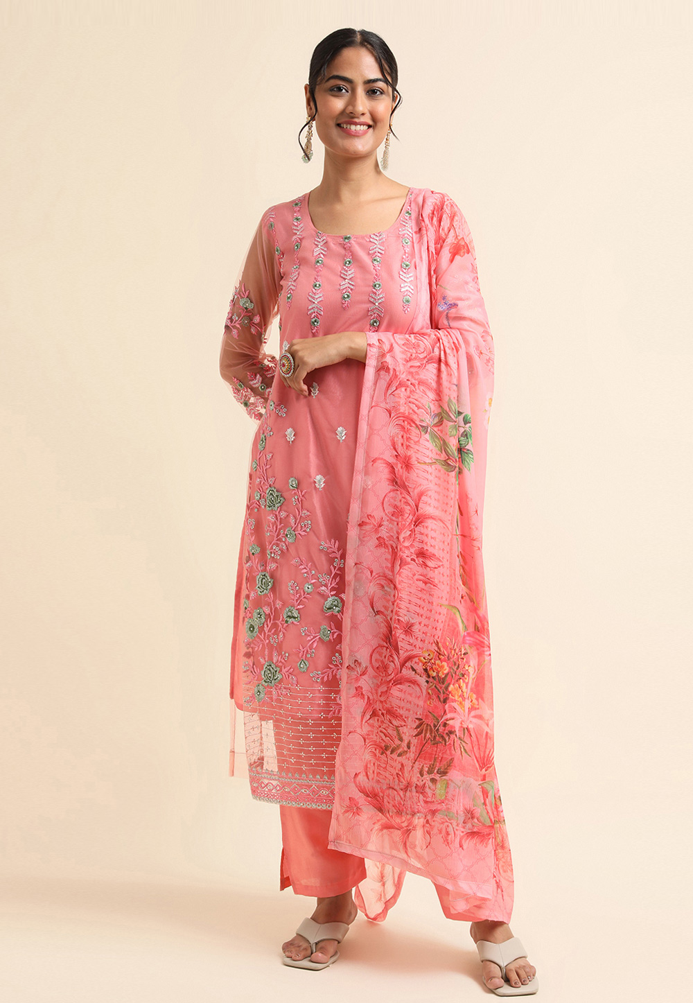 Pink Net Pakistani Suit 271694