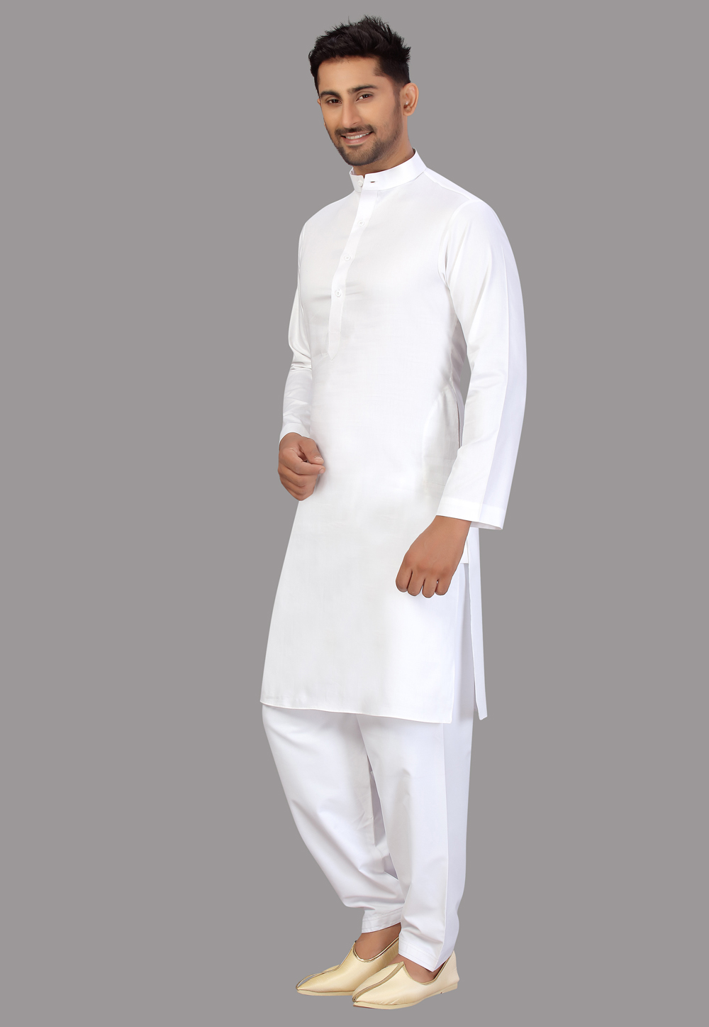 SOJANYA PLUS (Since 1958) Men's Cotton Blend Off-White Pathani Kurta Salwar  Set