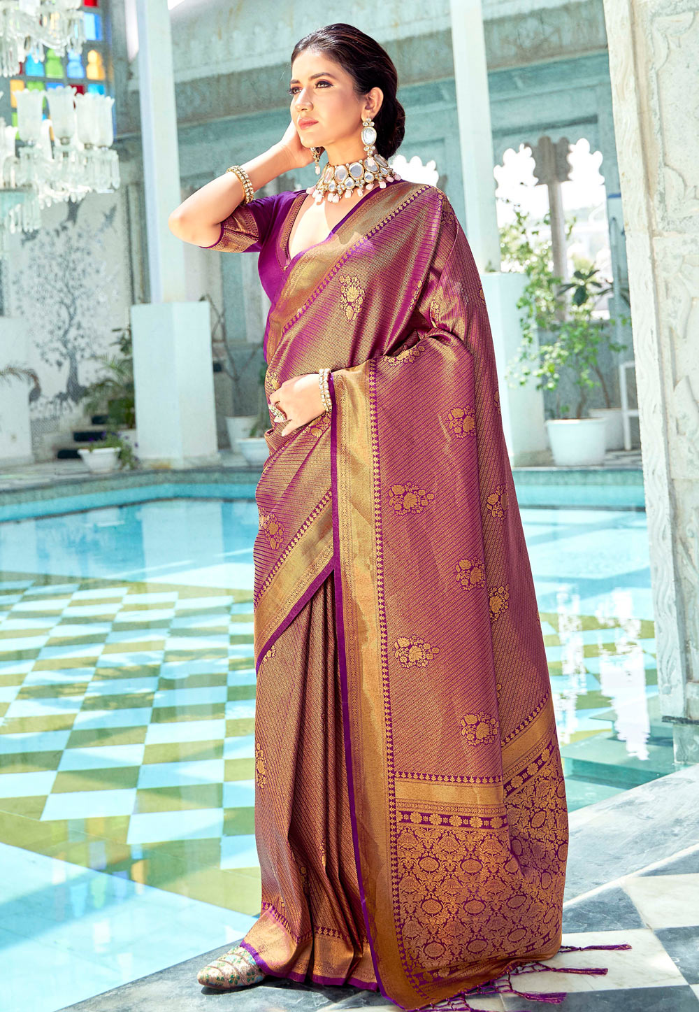 Purple Kanjivaram Silk Saree With Blouse 264275