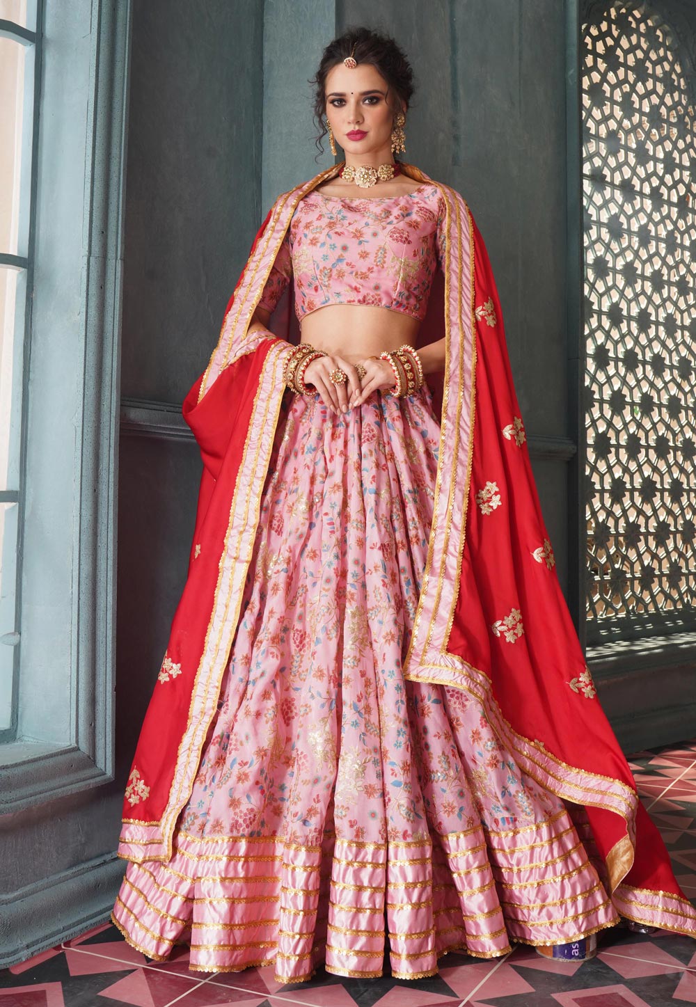 Pink Silk Ghagra Choli 216578