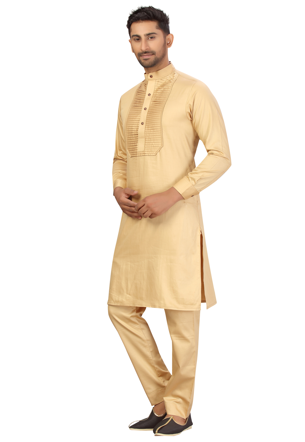 Cream Cotton Pathani Suit 231042