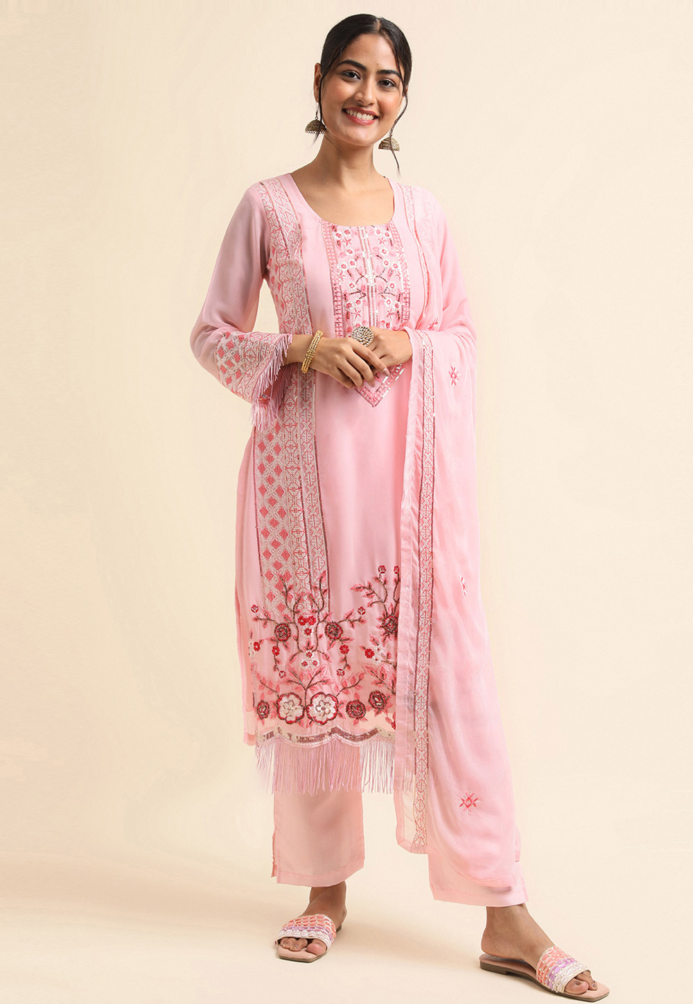 Light Pink Faux Georgette Pakistani Suit 271701
