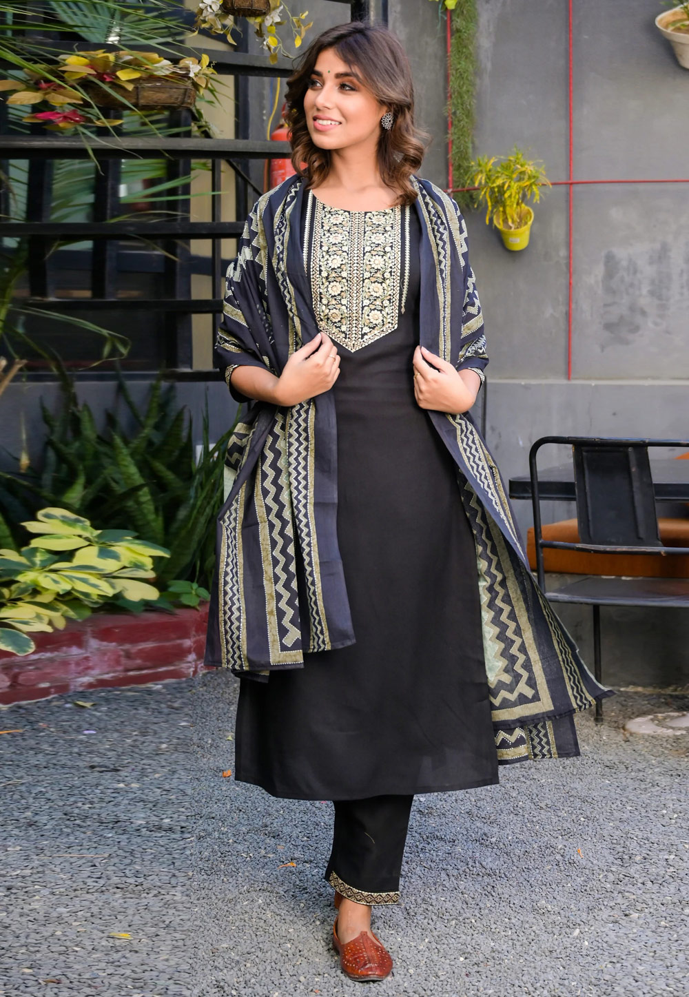 Black Rayon Readymade Pant Style Suit 274104