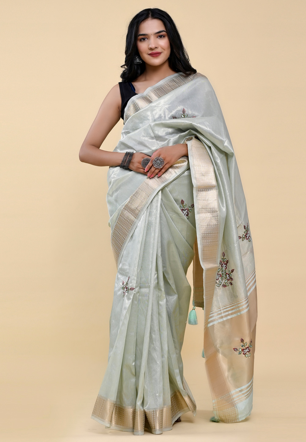 Grey Cotton Saree With Blouse 264521