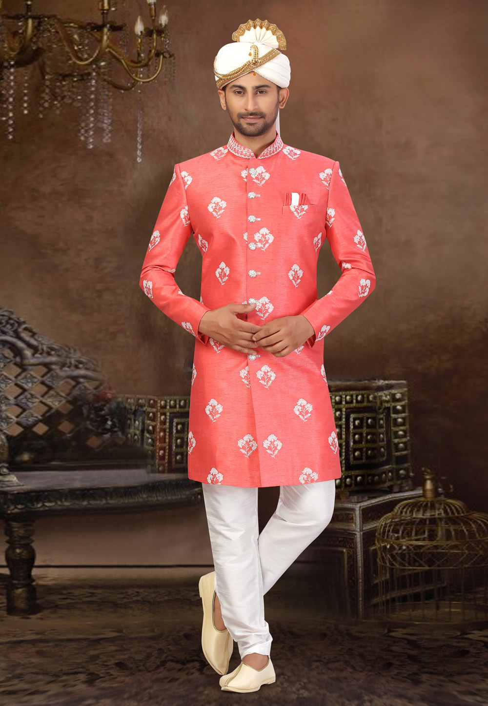 Pink Art Silk Indo Western Suit 231319