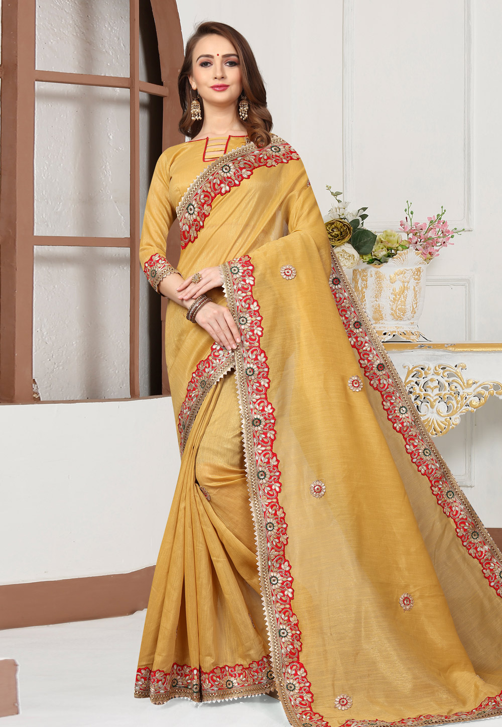Yellow Art Silk Saree With Blouse 230110