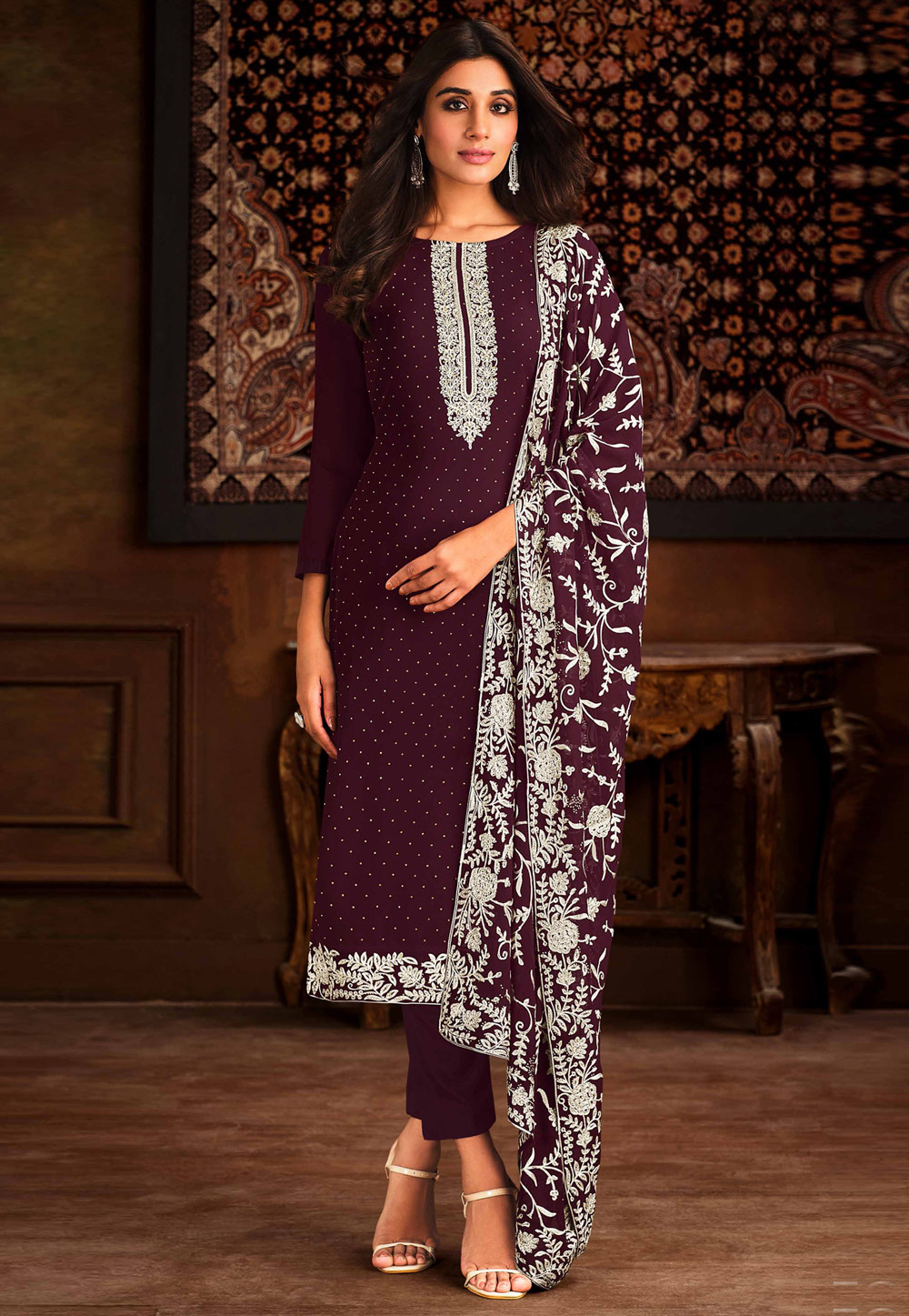 Purple Georgette Pakistani Suit 259943