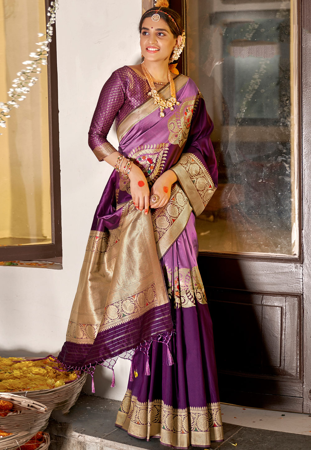 Purple Silk Saree With Blouse 228255