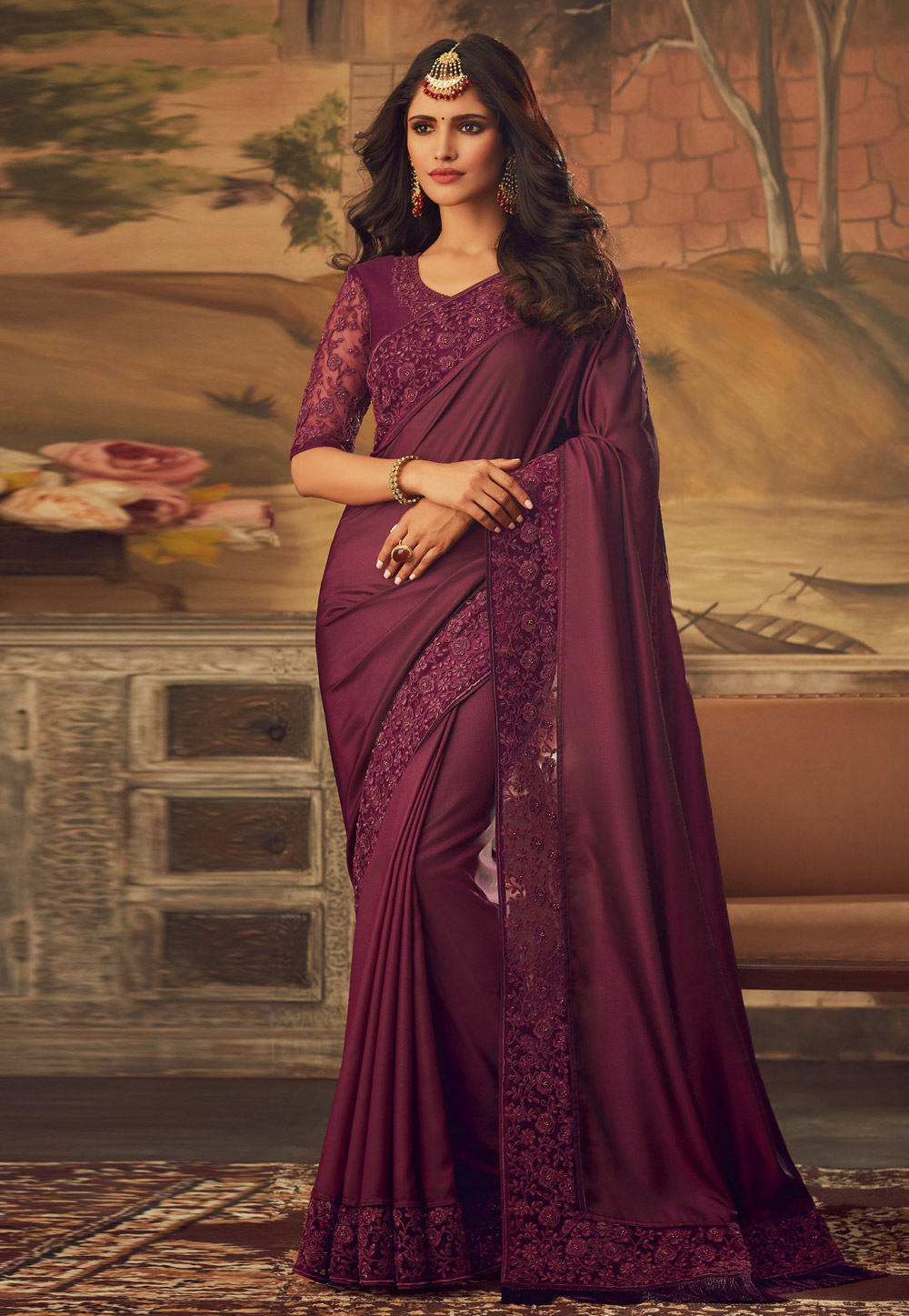 Purple Silk Party Wear Saree 193667