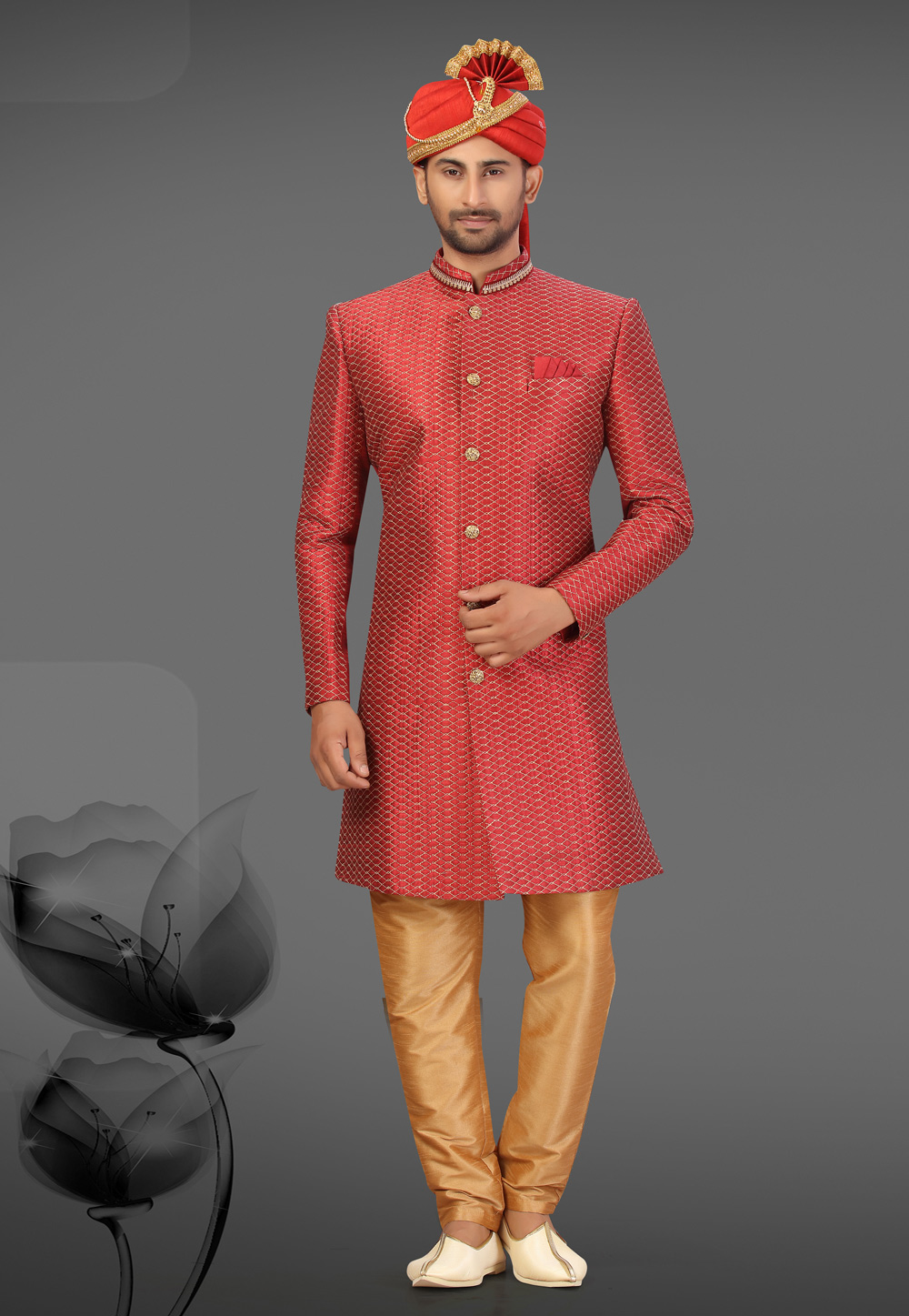 Maroon Art Silk Indo Western Suit 231322