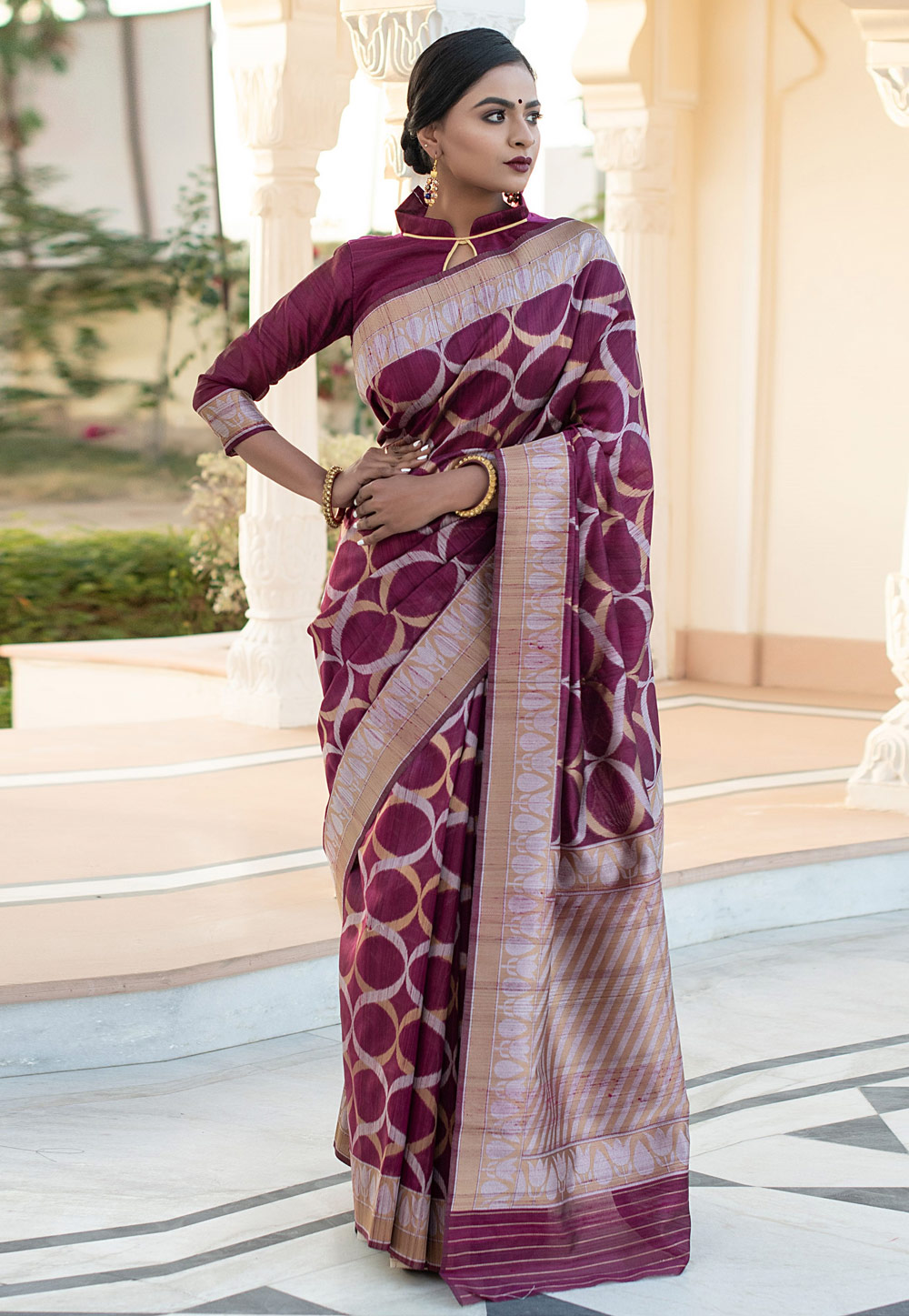 Purple Tussar Silk Festival Wear Saree 230751