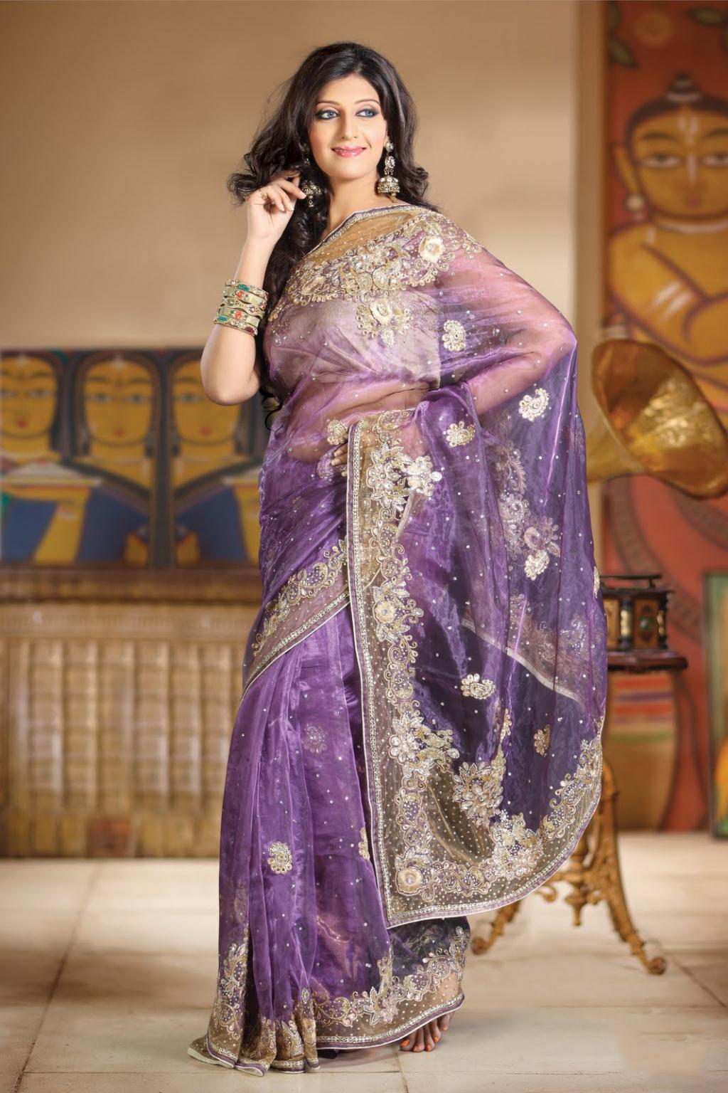 Purple Tissue Wedding Saree 21840