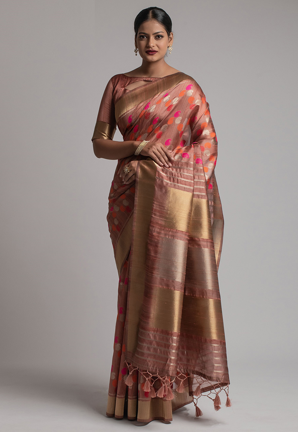 Pink Tussar Silk Festival Wear Saree 230762
