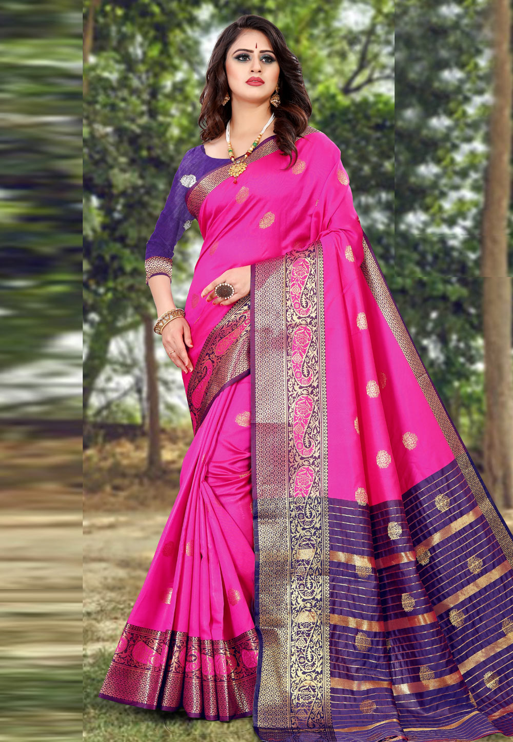 Pink Kanjivaram Silk Saree With Blouse 227945