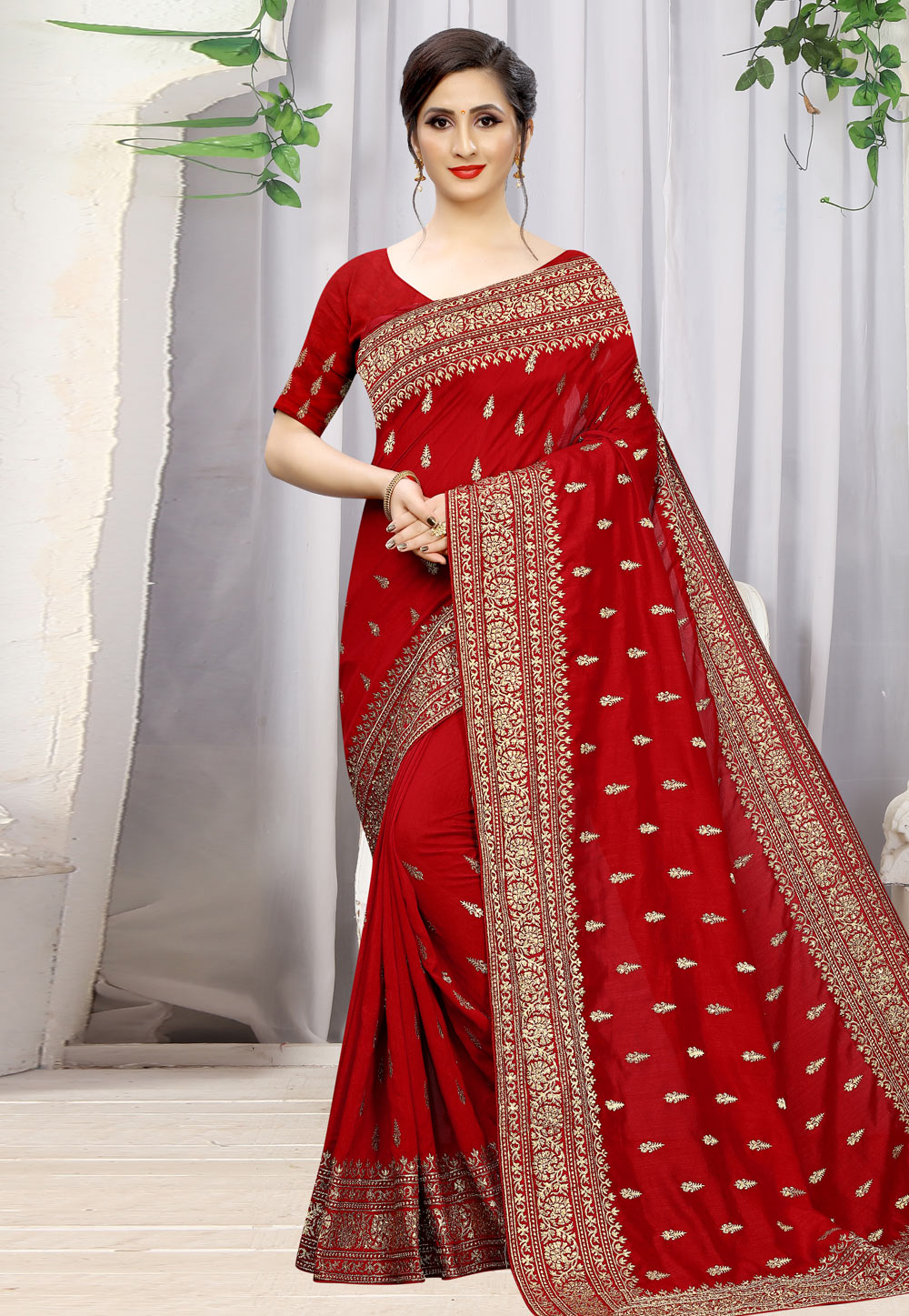 Red Silk Saree With Blouse 198570