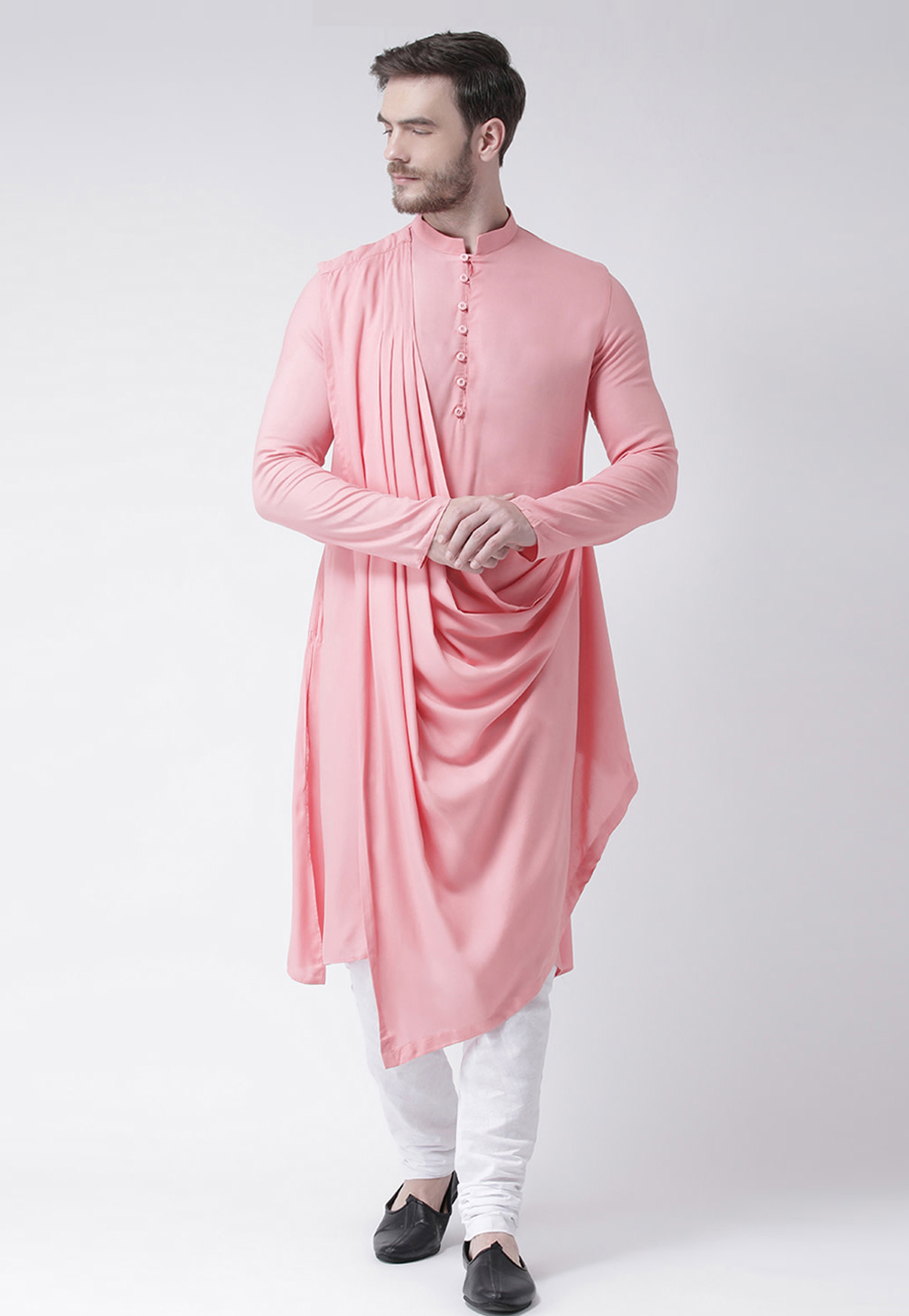 Pink Cotton Indo Western Kurta Pajama 244477
