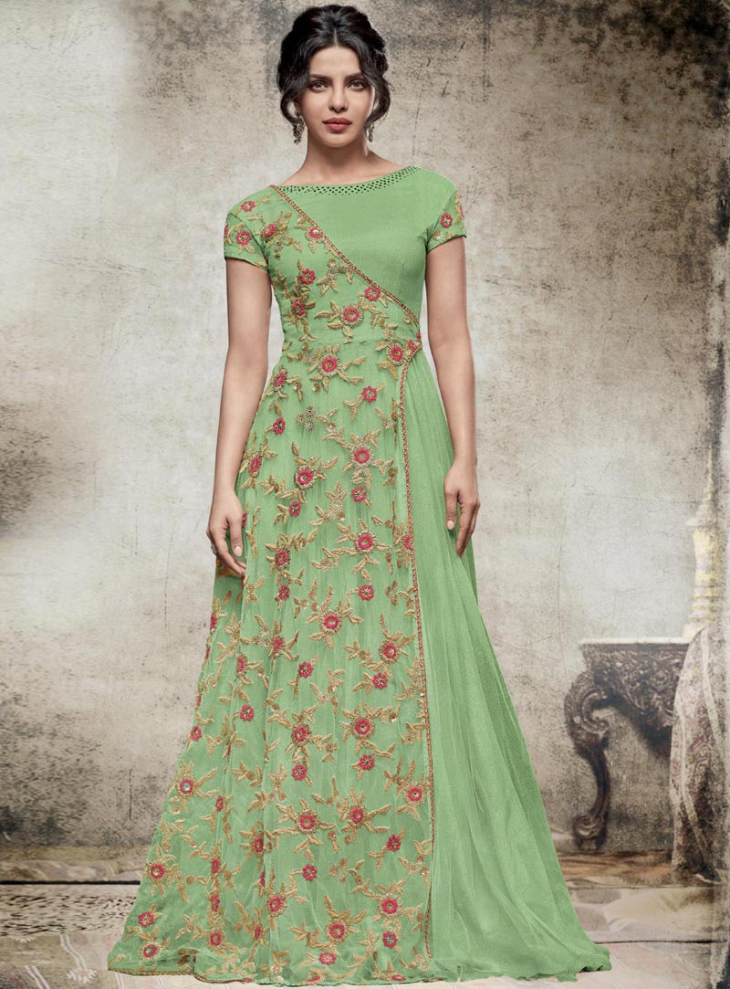Priyanka Chopra Light Green Net Gown 88234
