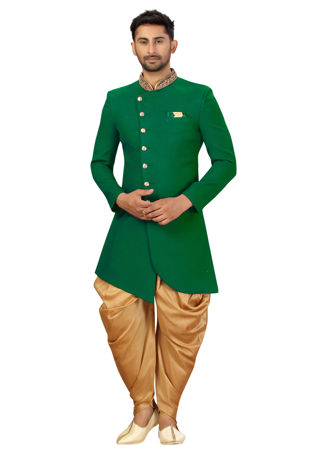 Green Art Silk Indo Western Suit 231328